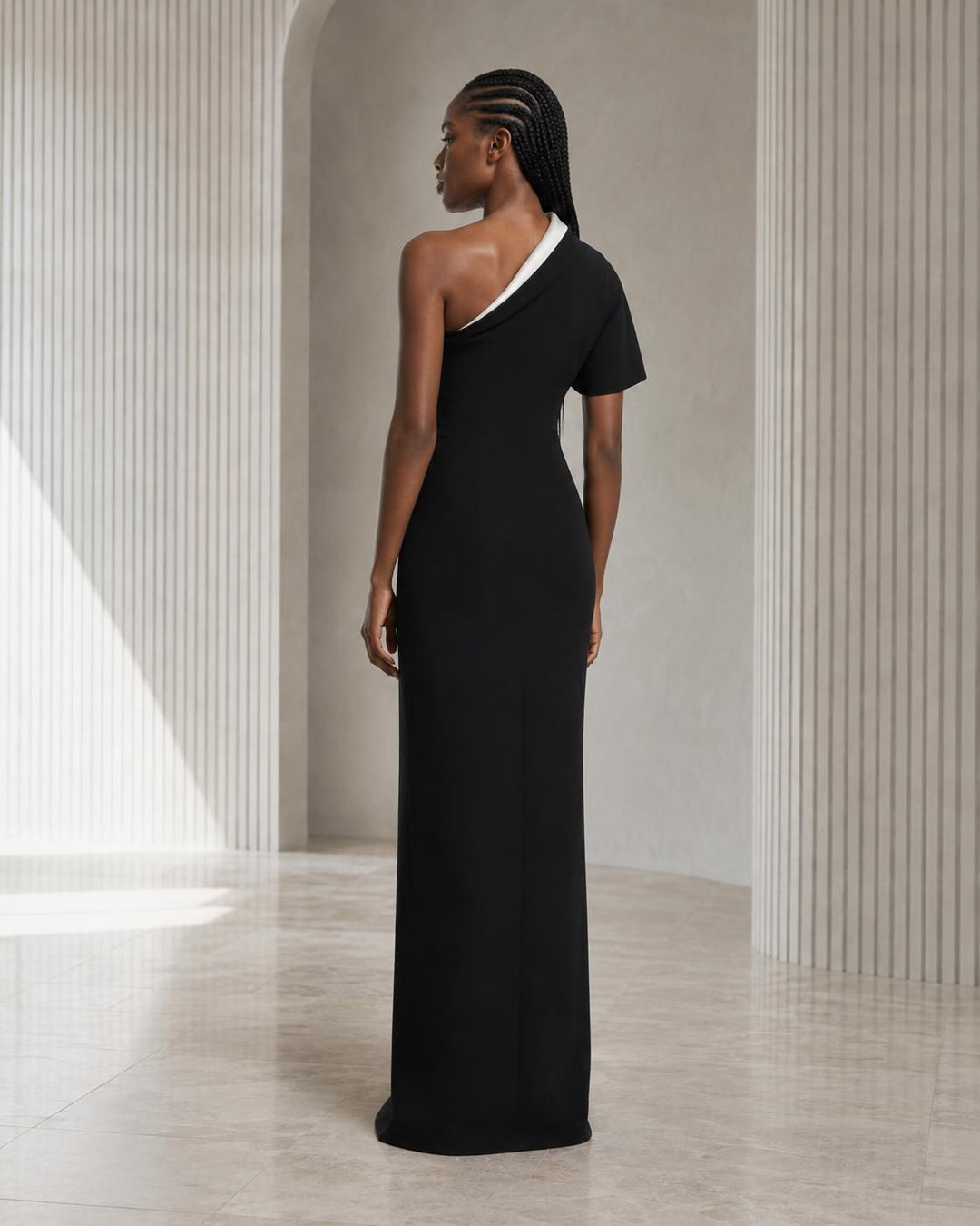 Yume Long Dress - Ivory On Black