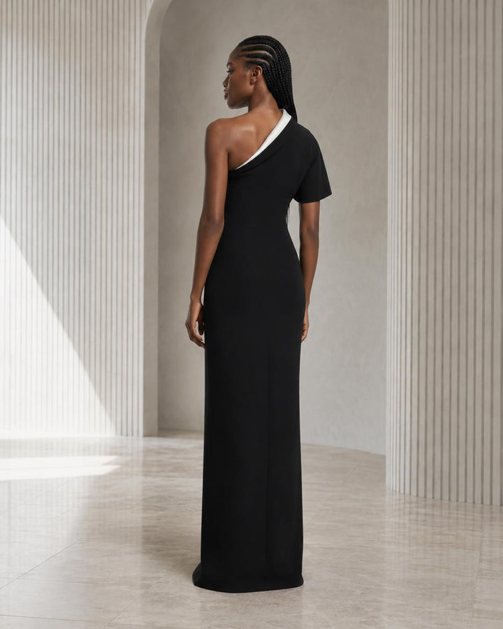 Yume Long Dress - Ivory On Black