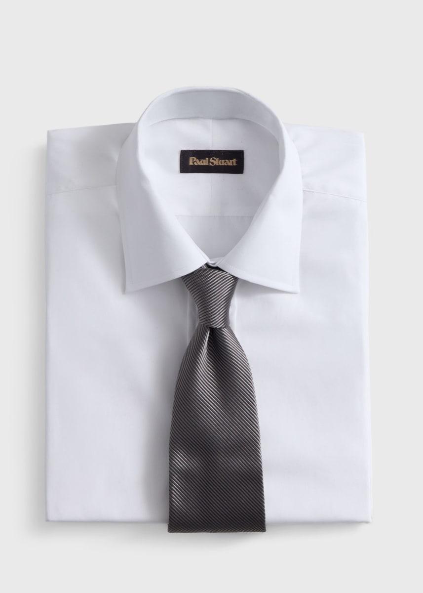 Solid Mogador Silk & Cotton Tie - Grey