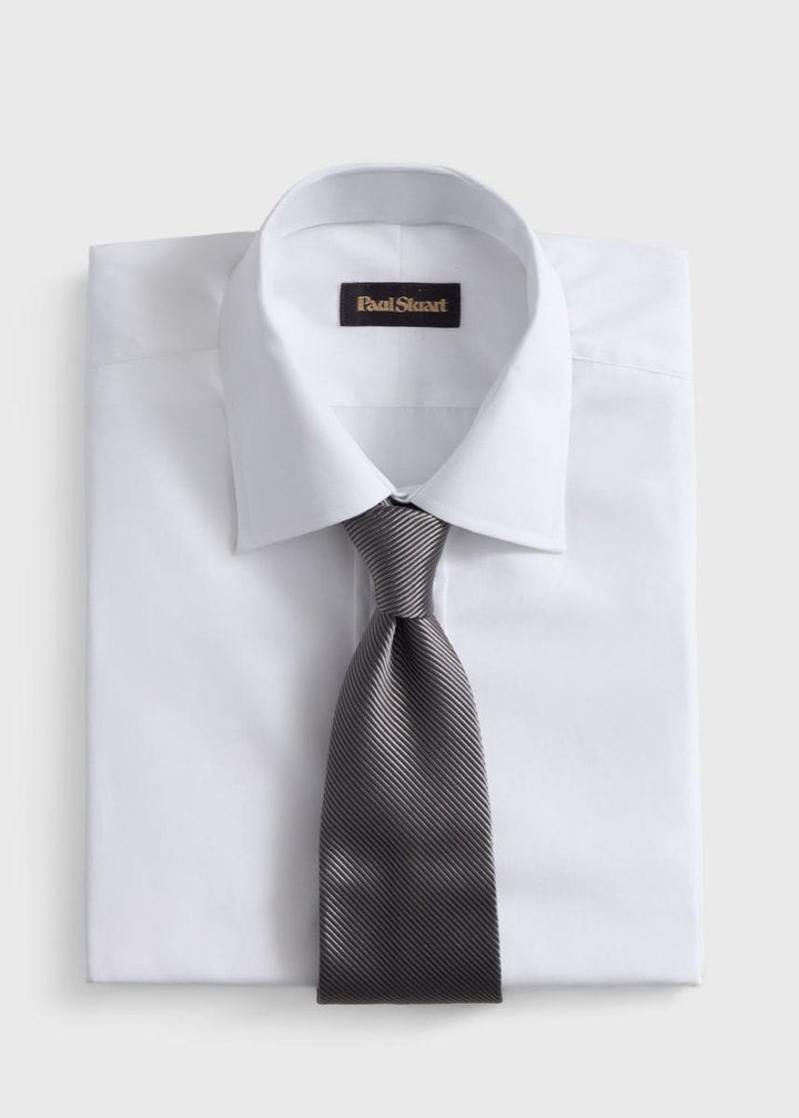 Solid Mogador Silk & Cotton Tie - Grey