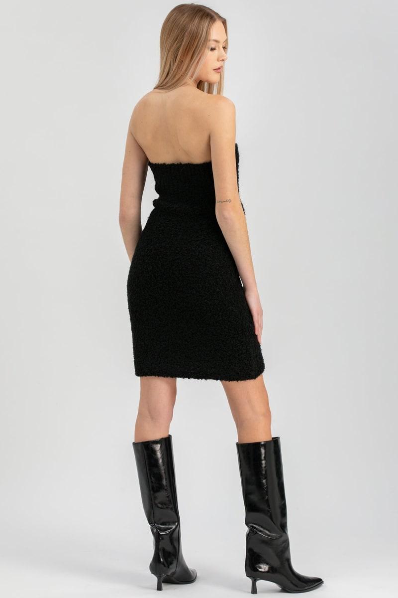 VERBIER Slim-Fit Strapless Maternity Dress In Bouclé Knit - Black