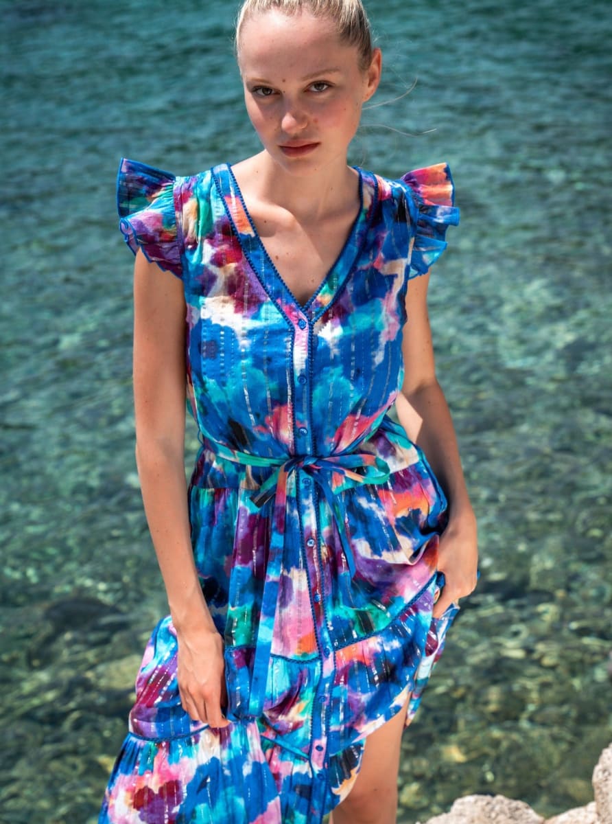 Emily Dress Metallic - Giverny Gardens