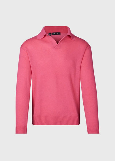 Cashmere One Button Polo - Pink