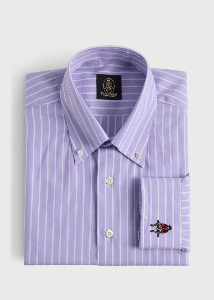 Wide Striped Oxford Logo Sport Shirt - Lavender