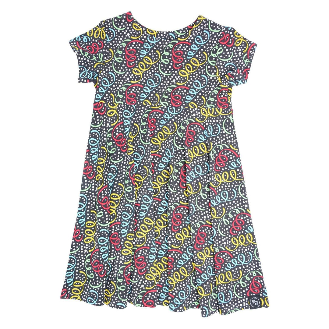 Swirly Girl Short Sleeve Dress - Streamers