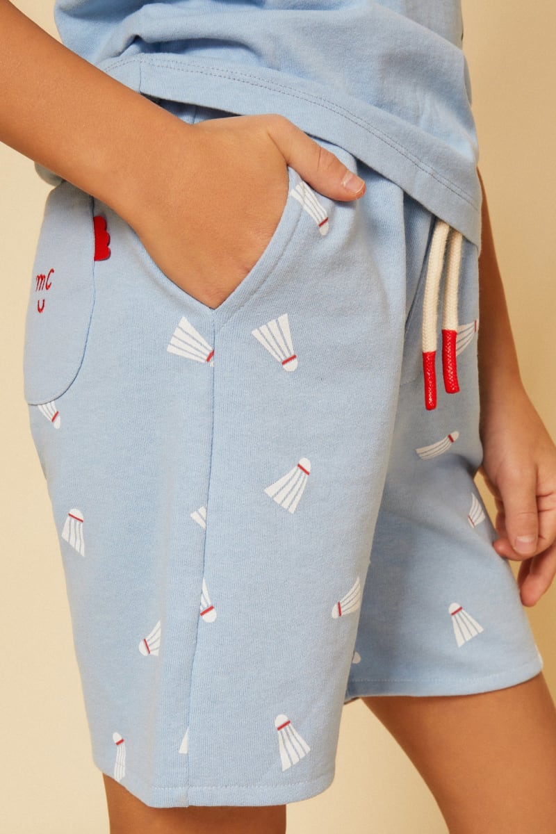 Badminton Kid Short - Placid Blue/Pattern