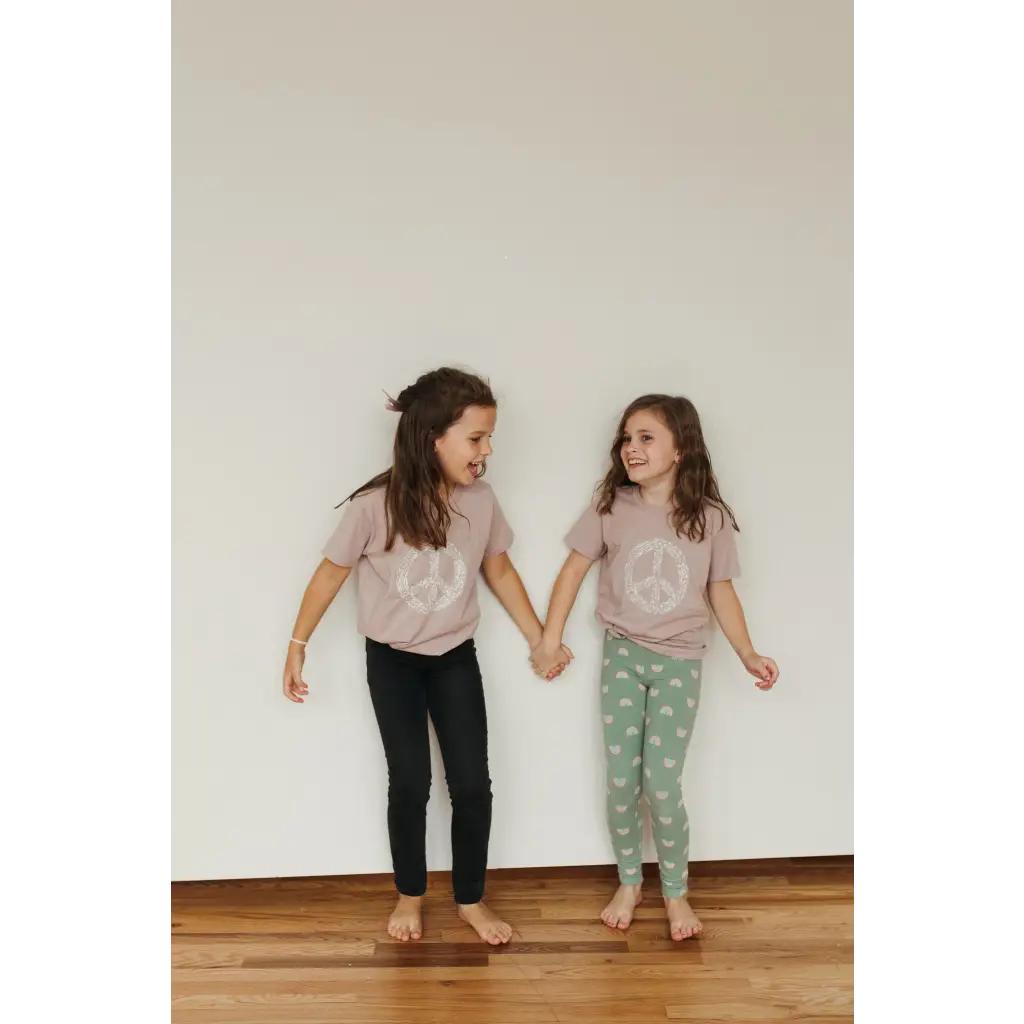 Peace Floral Kid’s Illustrated T-Shirt - Fawn