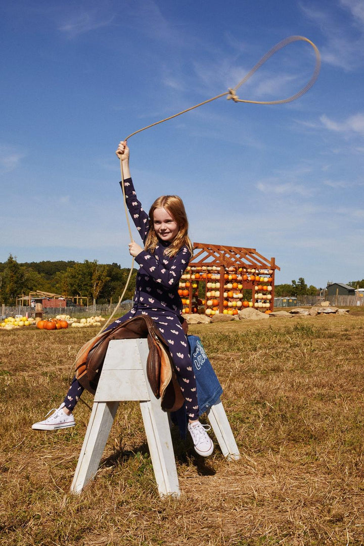 Recycled Cotton Hearts Kid T-Shirt - Blue Ribbon Hearts