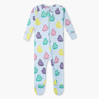 One-Piece Baby Footed Pajamas - Marshmallow Treats on Blue