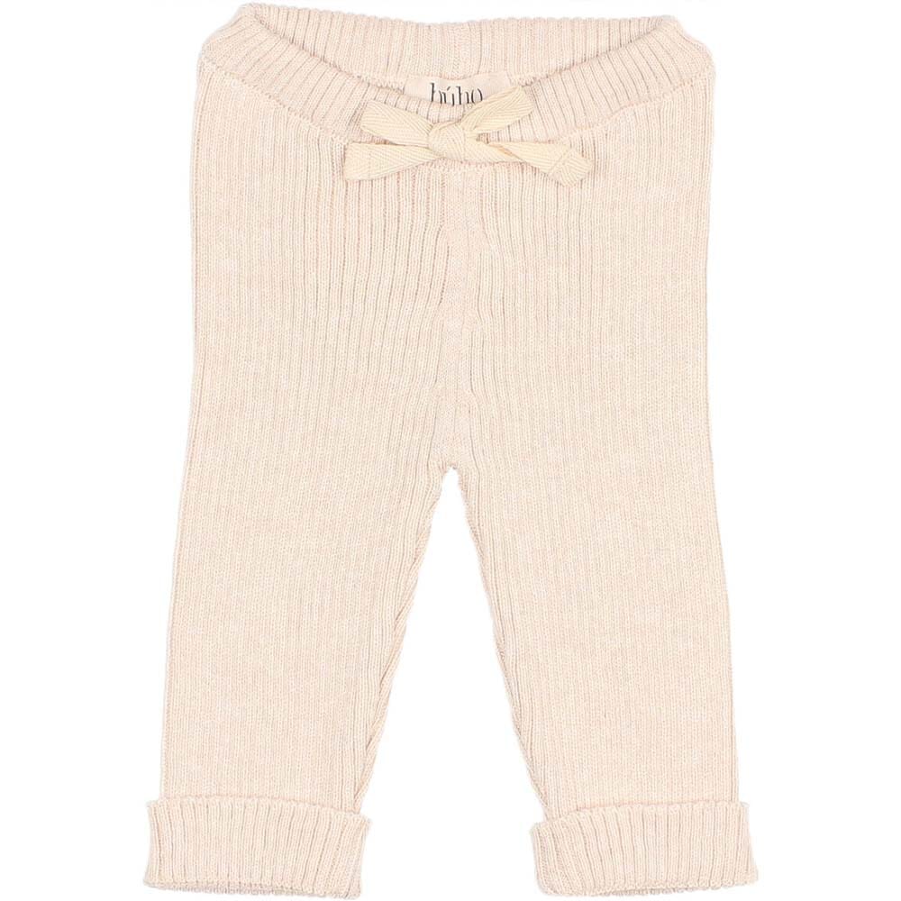 Newborn Sweater Knit Legging with Cuff - Cream Pink Pants Buho 