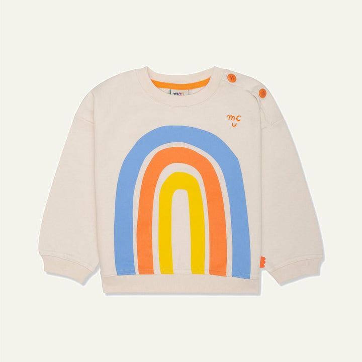 Recycled Cotton Rainbow Kid Sweatshirt - Natural/multi