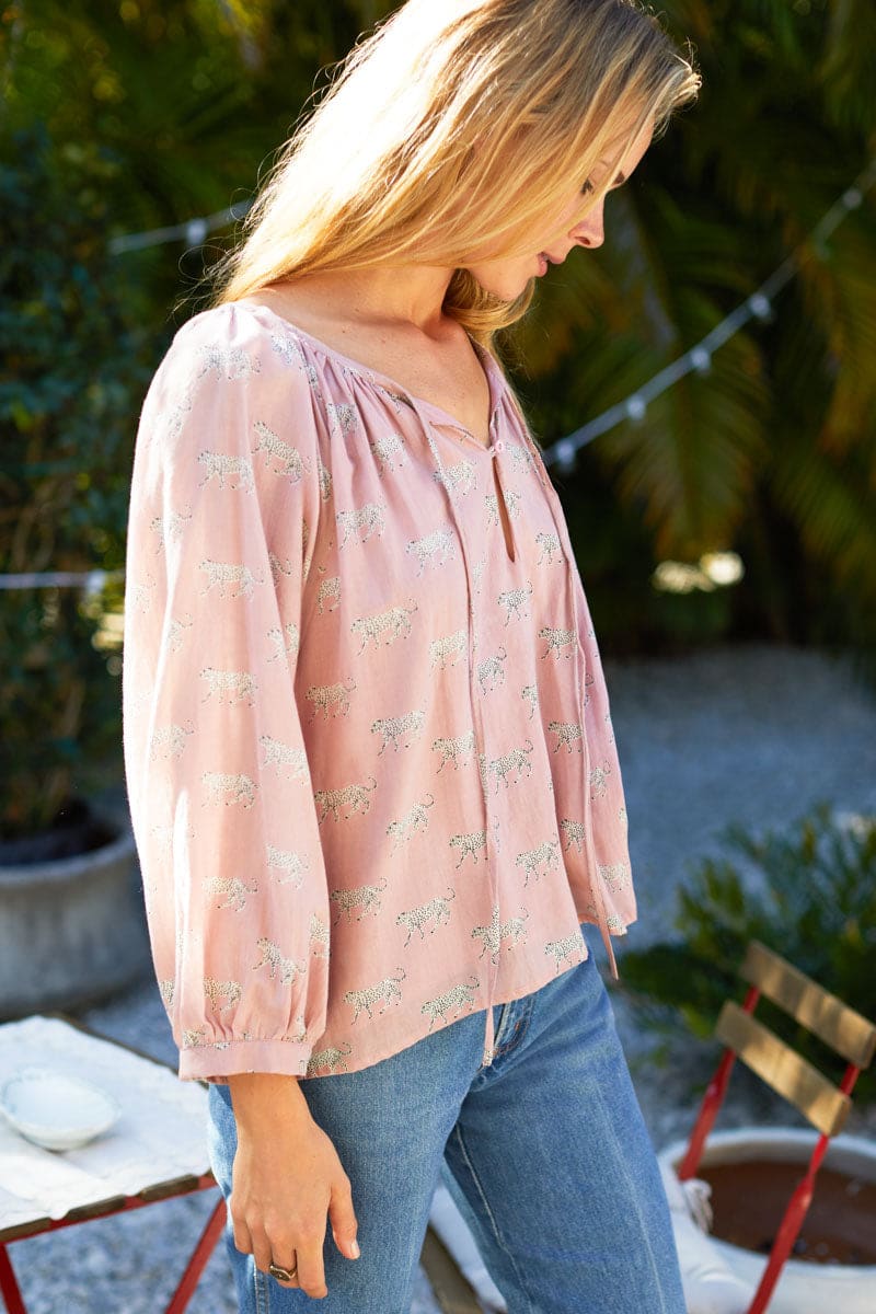 Lucy Blouse - Rose Tan Cheetah Organic