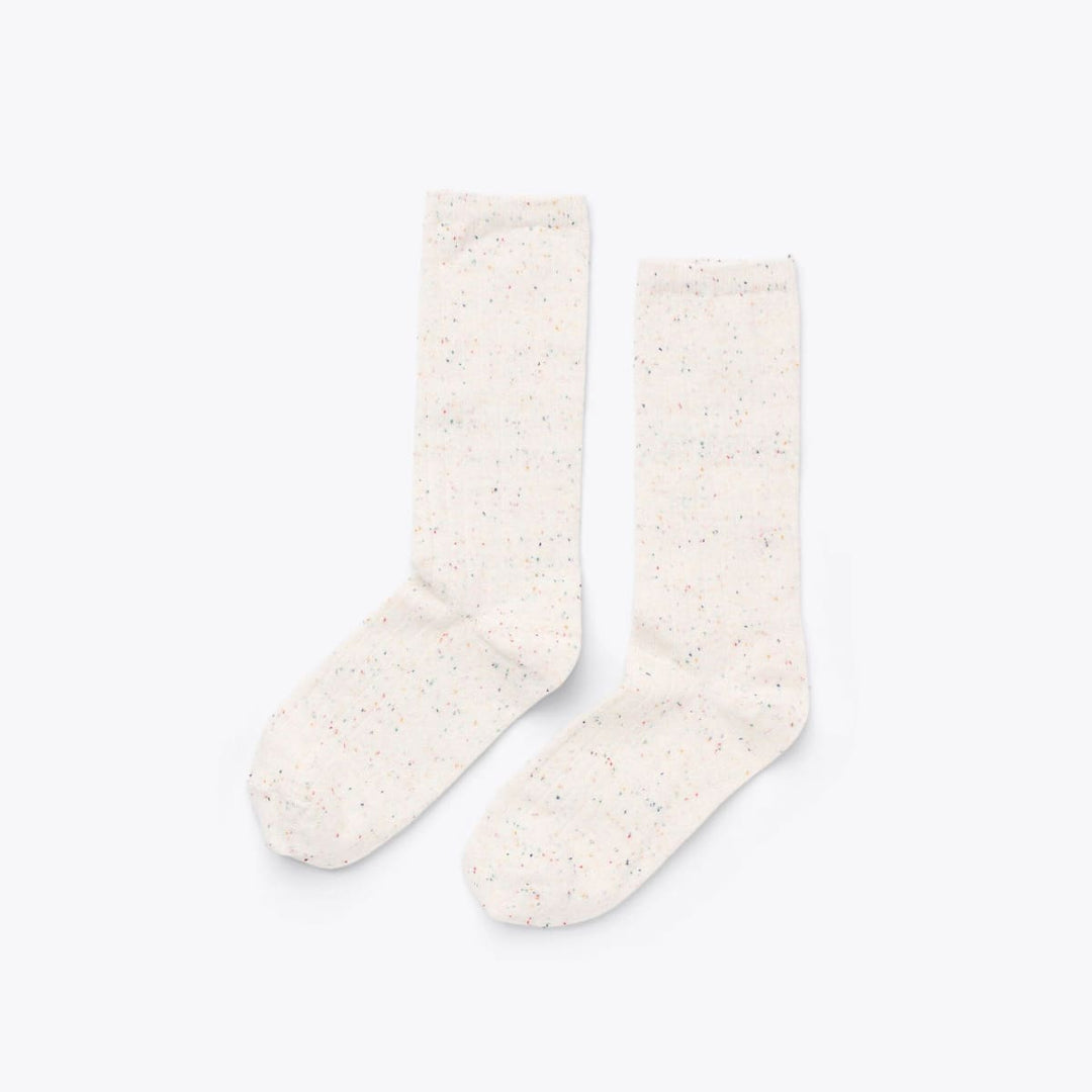 Cotton Crew Sock - Ivory Multicolor Marl - FINAL SALE