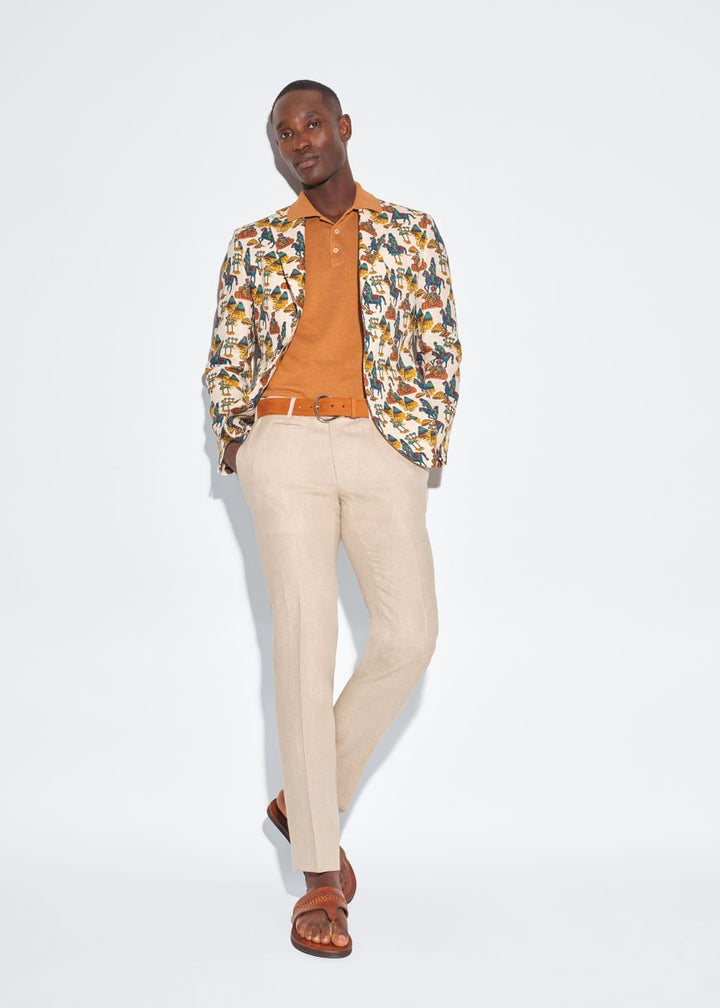 Linen 1/4 Top Pocket Trouser - Tan