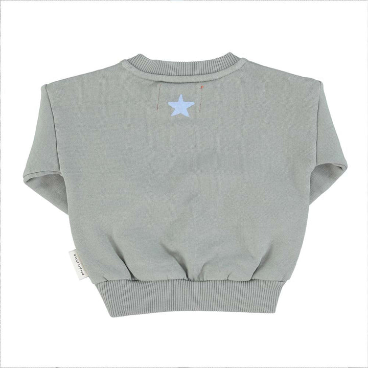 Baby Unisex Sweatshirt - Greenish Grey with Hello Print