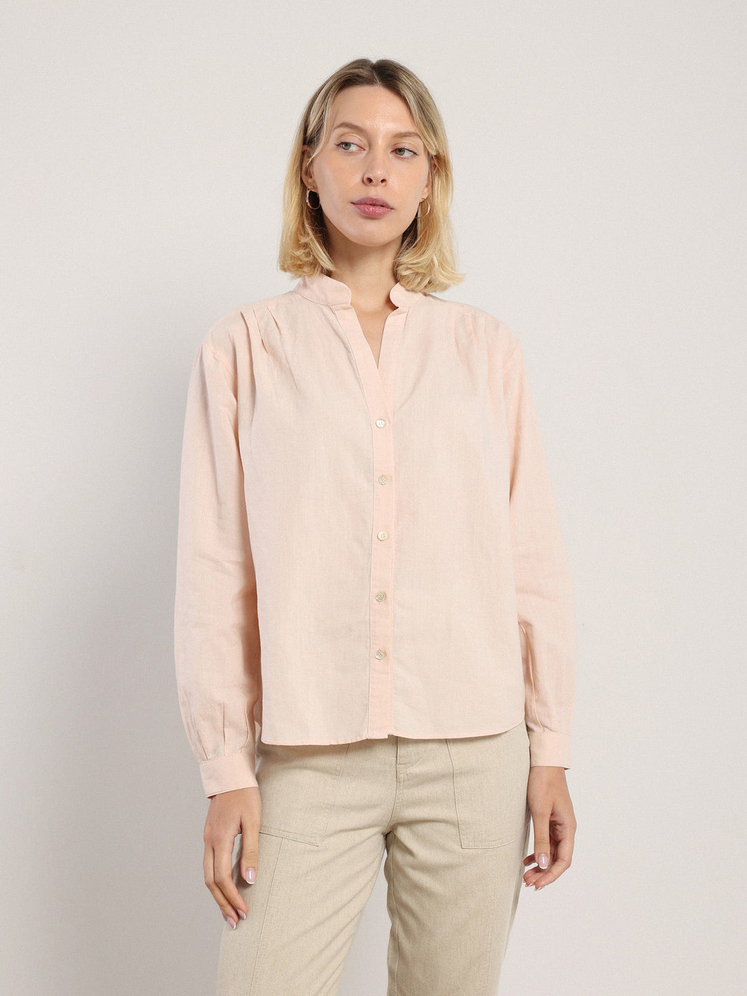 Akhen Button Up - Pale Rose