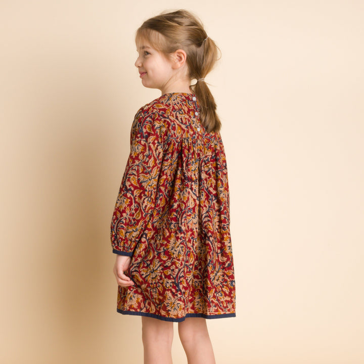 Girls A Line Dress - Jaipur Print Red