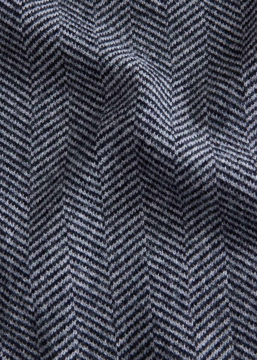 Knitted Bone Wool & Cashmere Jacket - Navy/Grey