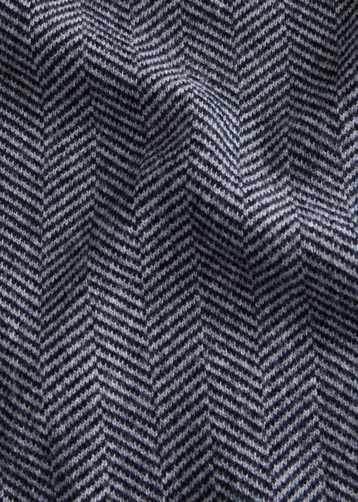 Knitted Bone Wool & Cashmere Jacket - Navy/Grey