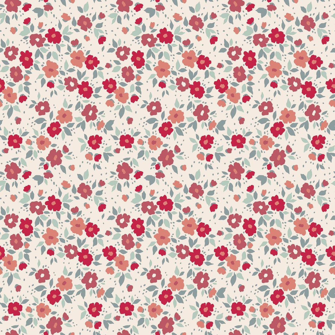 Ruffle Footie - Crimson Floral