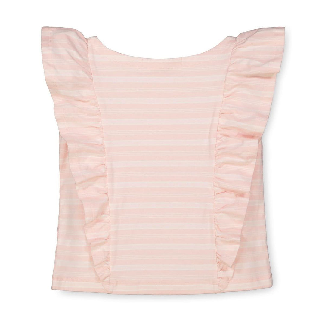 Baby Ruffle Knit Top - Light Pink Stripe