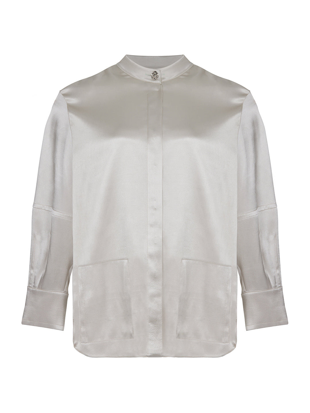 Mandarin Collar Shirt - Gray