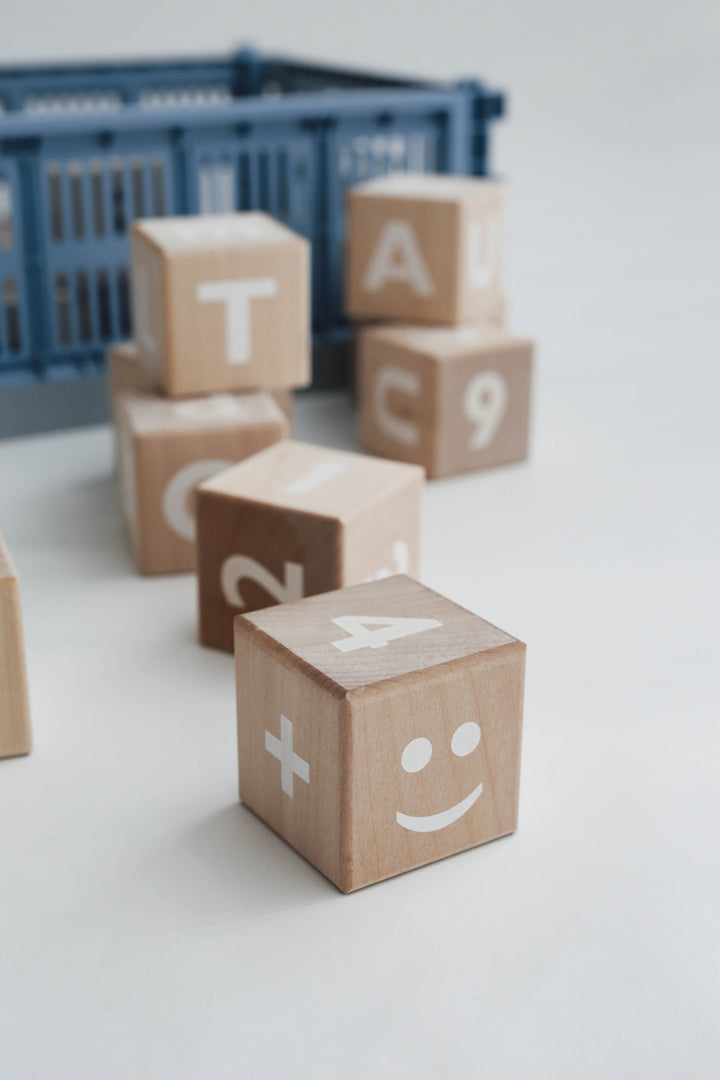 Wooden Math Blocks in White - Wood