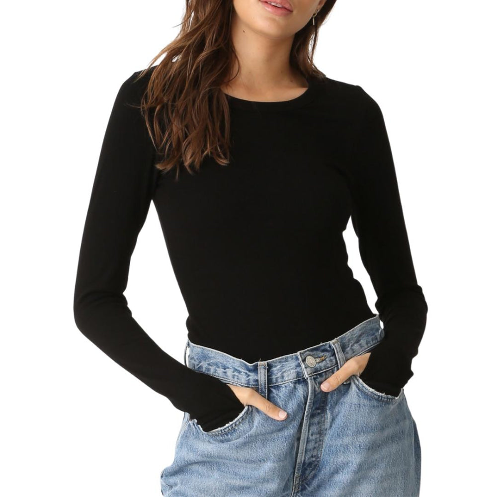 Olivia Rib Top - Black - XS - Shirt