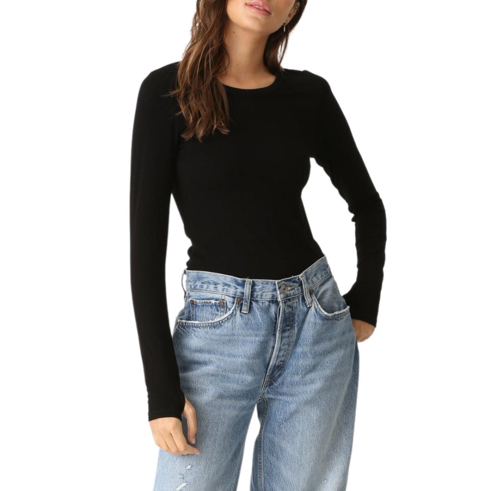 Olivia Rib Top - Black - XS - Shirt