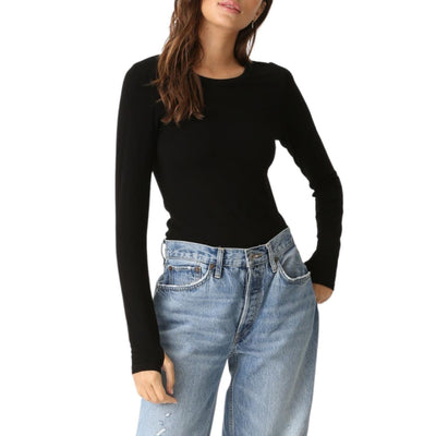 Olivia Rib Top - Black - XS - Shirt
