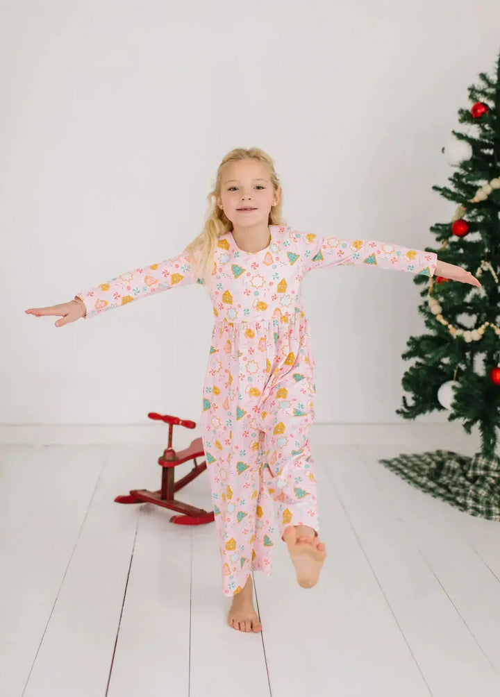 Long Sleeve Leggy Romper - Christmas Cookies