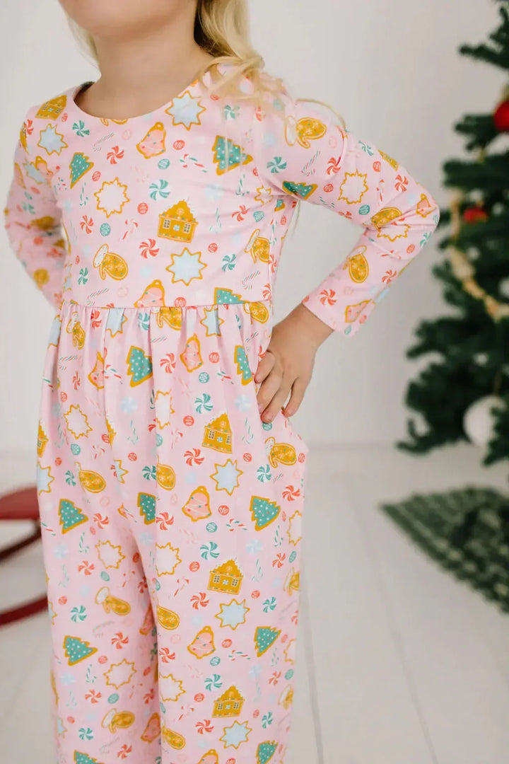 Long Sleeve Leggy Romper - Christmas Cookies
