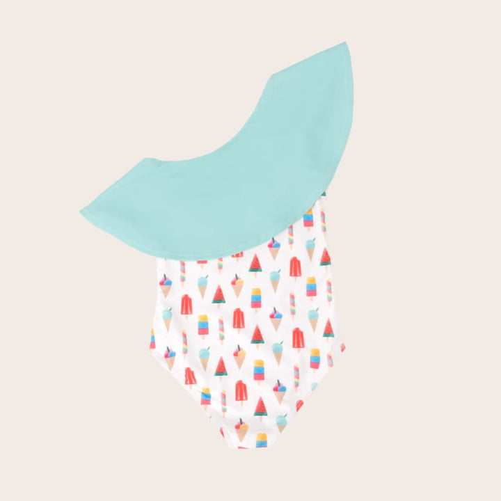 One Shoulder Ruffle - Coney Island Popsicle - One Piece Swim