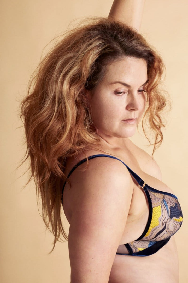 Only One You Longline Triangle Bra - Navy & Amber - Bra