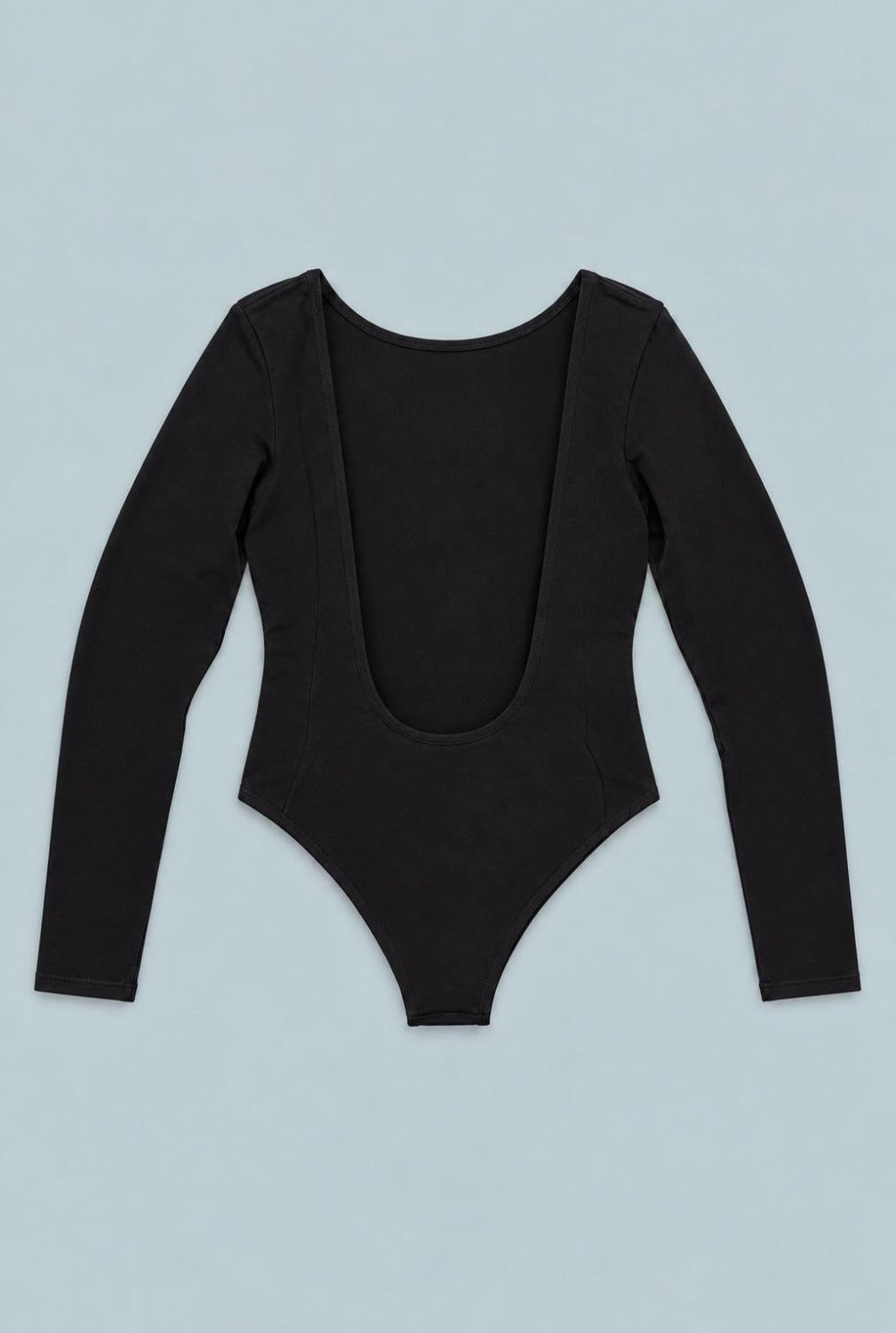 Open Back Long Sleeve Bodysuit - Black - Bodysuit