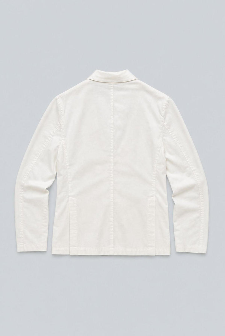 White Cotton Silk Blend Garment Dyed Jacket - White