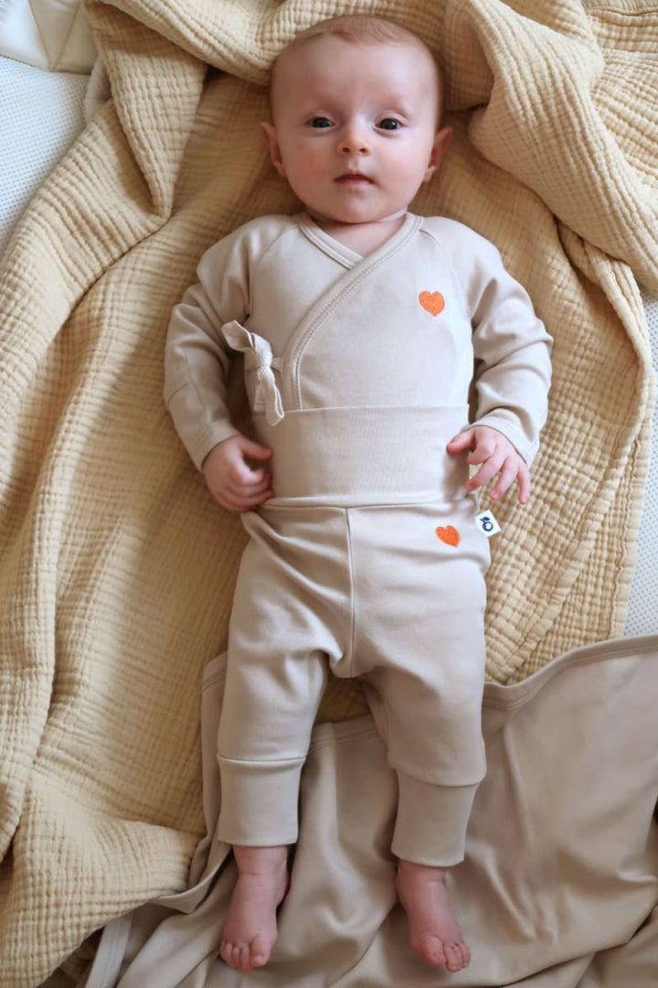 Organic Baby Pants - Sand w/ Hearts - Pants