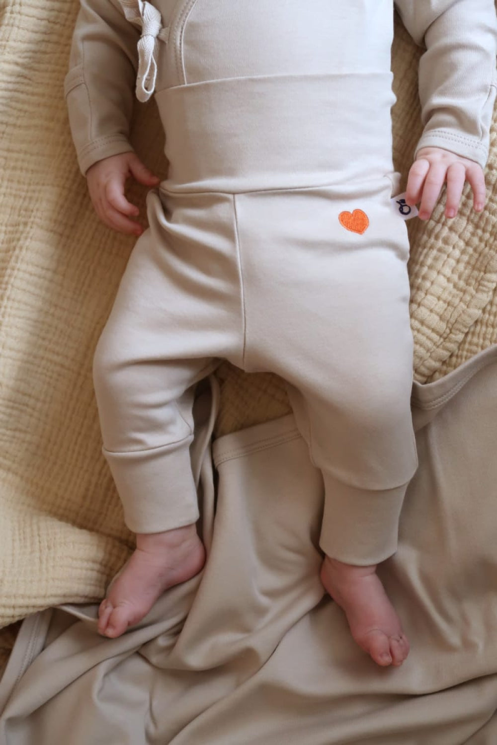 Organic Baby Pants - Sand w/ Hearts - Pants