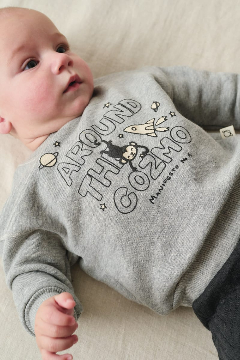 Organic Baby Sweatshirt Monkey - Unique - Crewneck Sweatshirt
