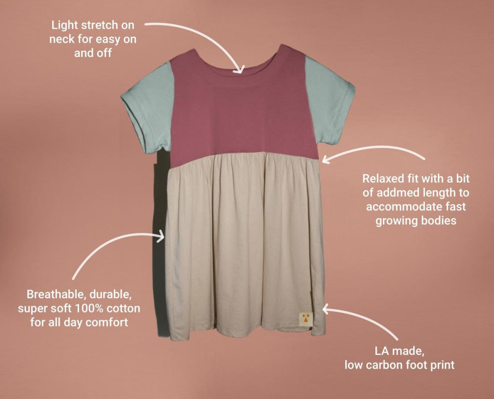 Organic Cotton Color Block Dress - Calb - Dresses
