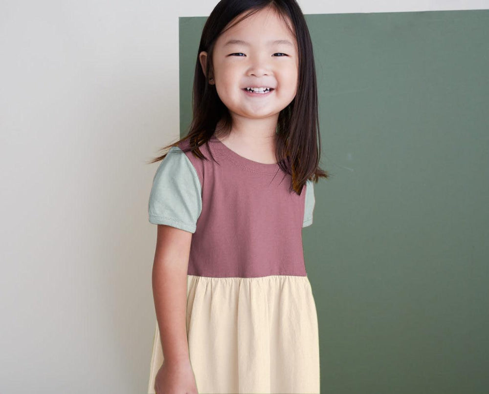 Organic Cotton Color Block Dress - Calb - Dresses