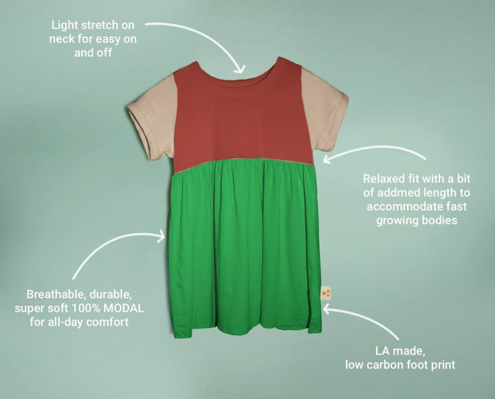 Organic Cotton Color Block Dress - Pali - Dresses