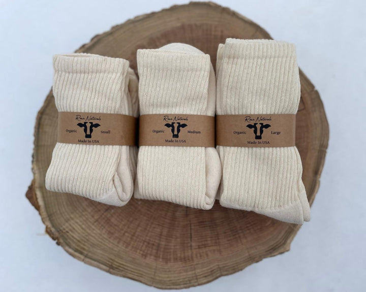 Organic Cotton Crew Socks - 3 Pack - ’Socks - Baby Kids Teen Adult’