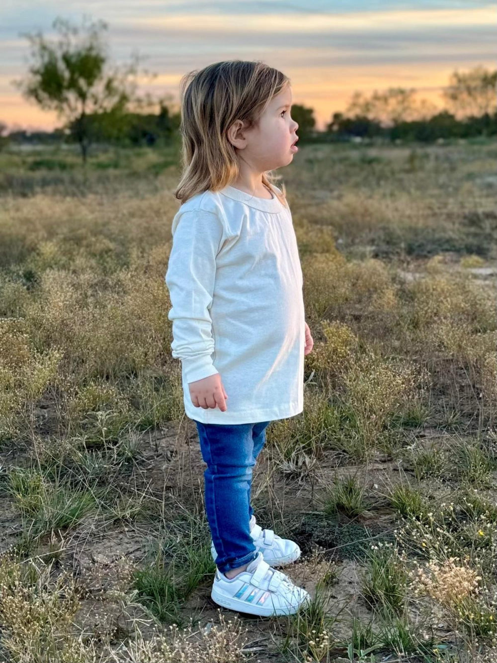 Organic Cotton Long Sleeve Kids T-shirt-Undyed - ’Shirt - Baby Kids Teen Adult’