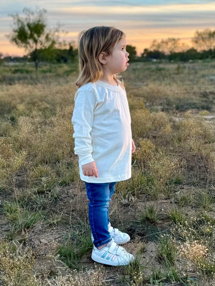 Organic Cotton Long Sleeve Kids T-shirt-Undyed - ’Shirt - Baby Kids Teen Adult’