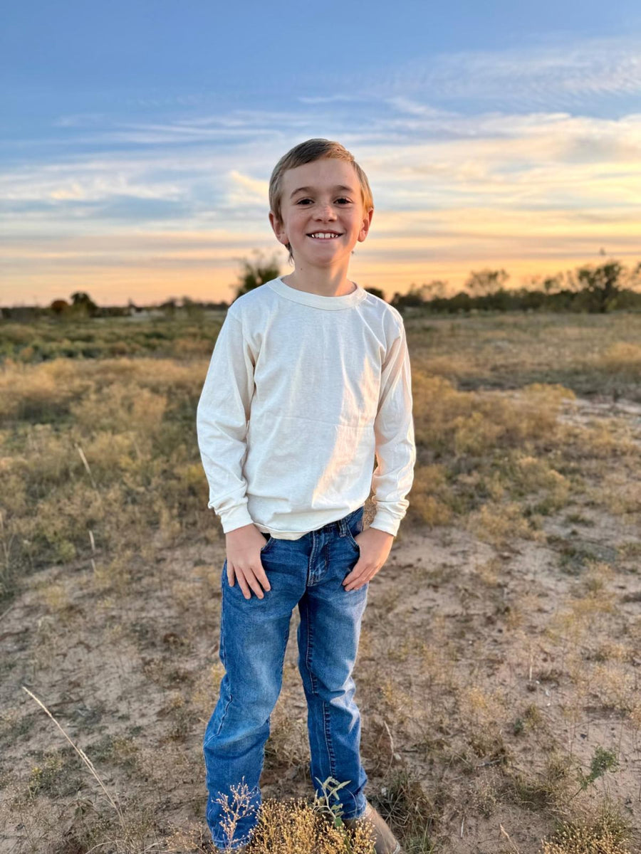 Organic Cotton Long Sleeve Kids T-shirt-Undyed - XS - ’Shirt - Baby Kids Teen Adult’