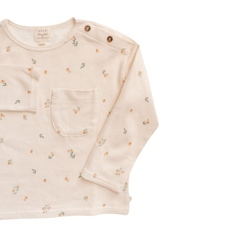 Organic Cotton Modal Rib Long Sleeve Tee - Floral Bud - T-shirt