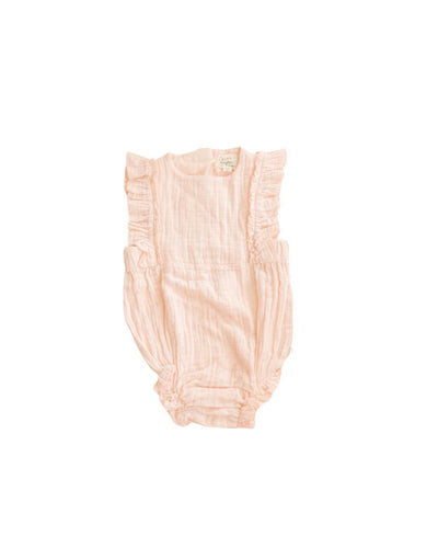Organic Cotton Muslin Flutter Sleeve Bubble Romper - Orchid Pink - Romper