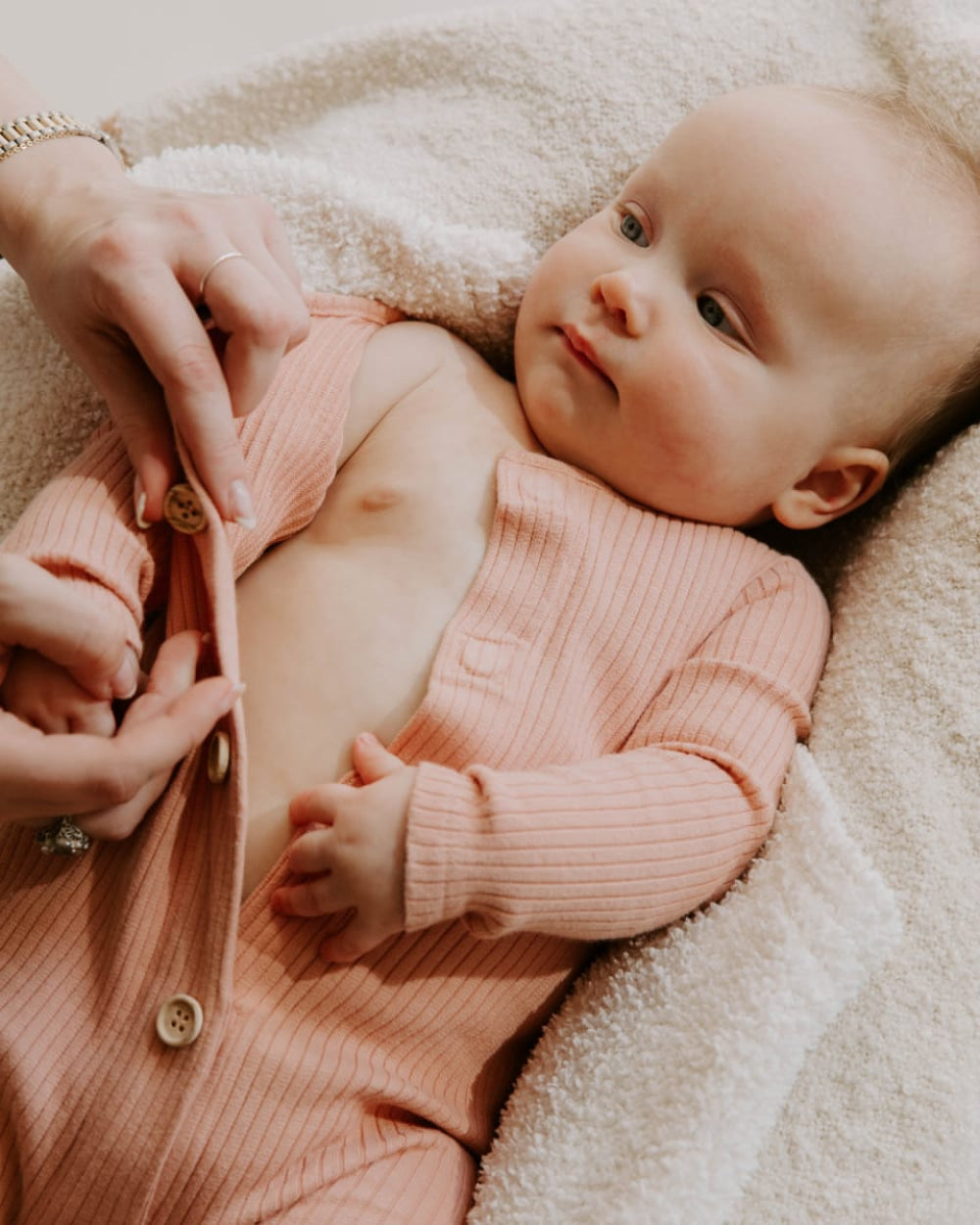 Organic Cotton Rib Magnetic Playsuit - Strawberries And Cream - Playsuit