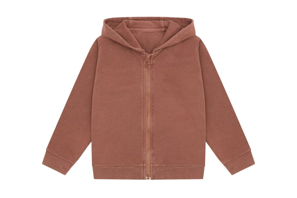 Organic Cotton Zip Up Hoodie - Clay Pink - Beetroot Plant Dye - Hoodie